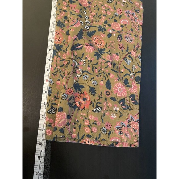 Sundance Madora Pants Womens M Olive Green Floral Drawstring Pockets Artsy Boho - Picture 8 of 9